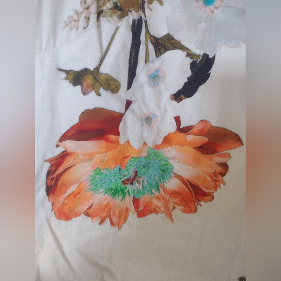 Anthropologie 2X white button down midi dress with floral detail - Picture 8 of 8